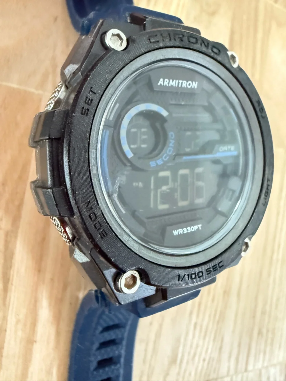 Armitron digital black and navy blue watch NEW BATTERY